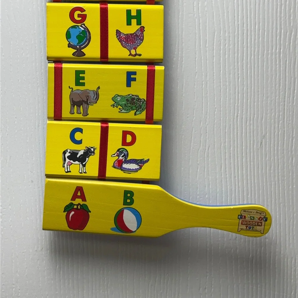 Melissa & Doug Classic Wooden ABC Jacobs Ladder Alphabet Fidget Toy Blue Yellow